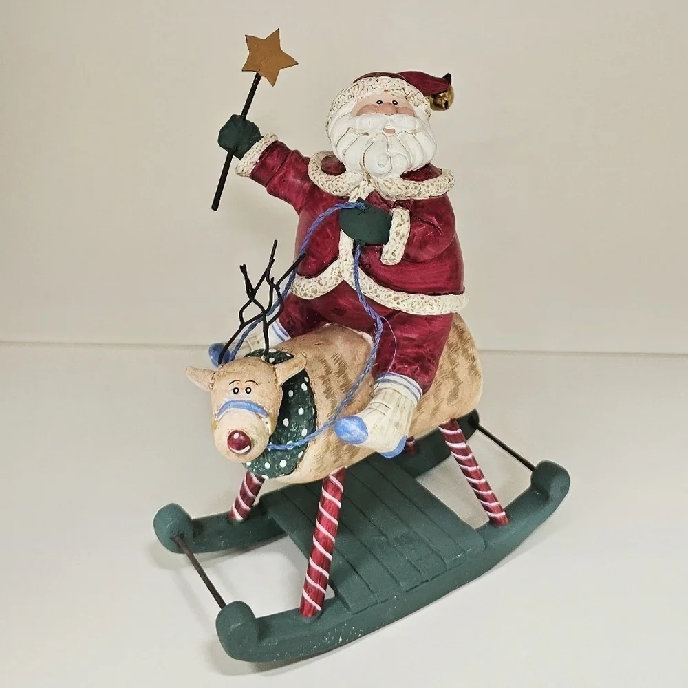 Vintage Festive Santa on Rudolph the Rocking Reindeer